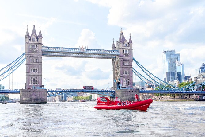 High-Speed Thames River Speedboat in London - Canary Wharf, Docklands, and HMS Belfast