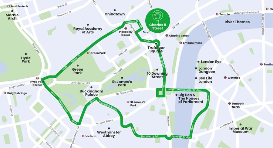 London: Children's Open Top Bus Tour - Trafalgar Square and Piccadilly Circus: a fast start
