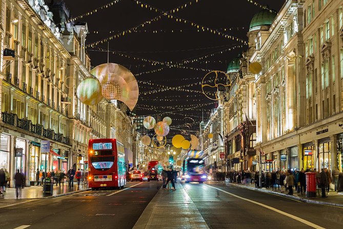 London: Christmas Lights Tour by Vintage Double-Decker Bus - Oxford Street lights from the upper deck