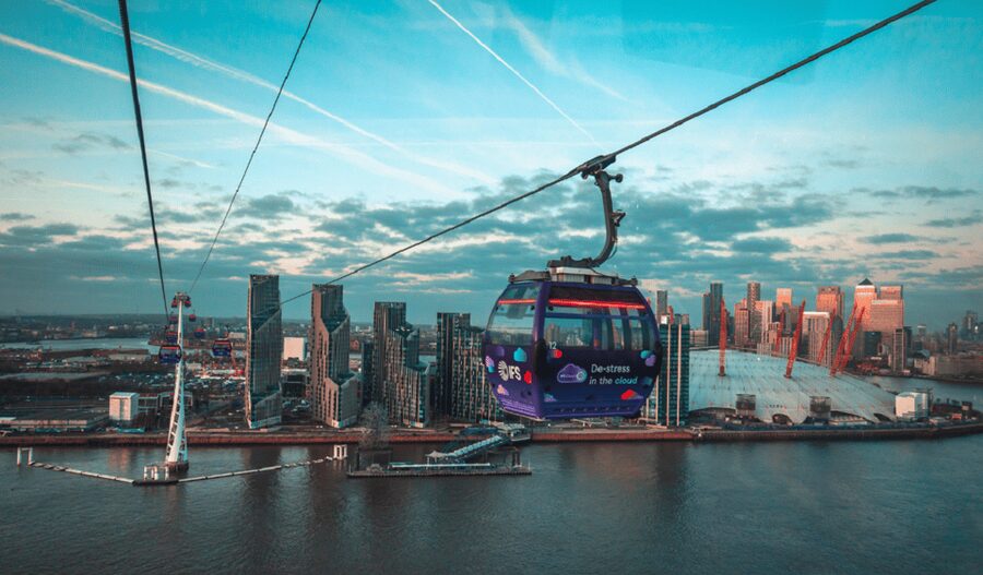 London: IFS Cloud Cable Car - Daytime views, sunset, and London after dark