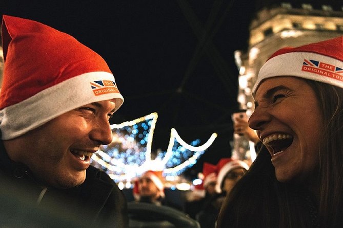 London Tootbus Christmas Lights Tour - The top deck, Santa hats, and onboard Wi Fi