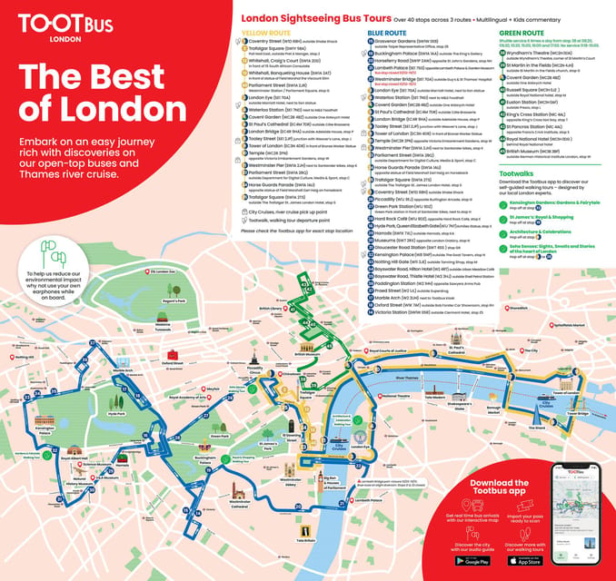 London: Tootbus Must-See Hop-On Hop-Off Bus Tour with Cruise - Yellow and blue routes: the main sights in one sweep